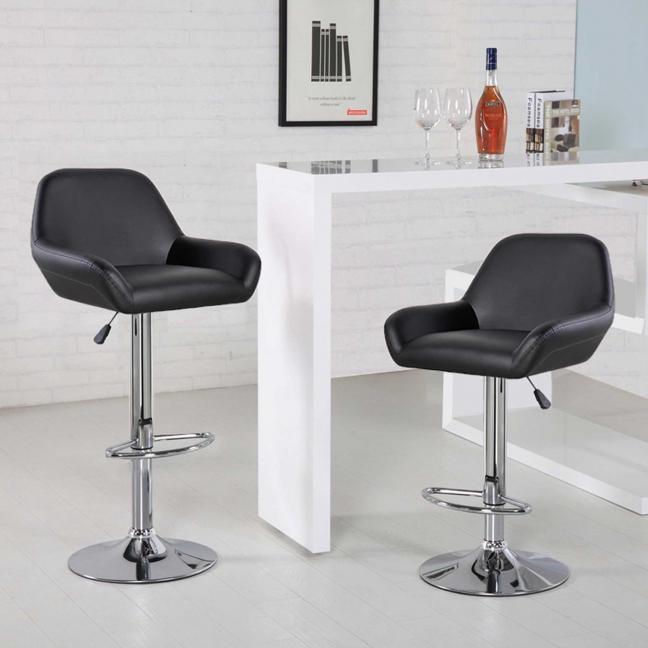 Faux Leather Modern Counter Stools (5080-BK)